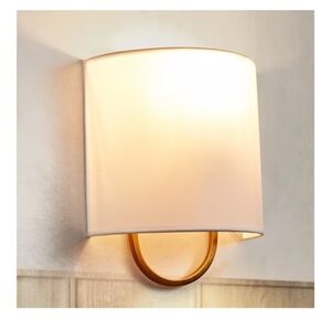 Iron Wall Sconce with Demi‑Lune Linen Shade – Modern Hand‑Forged Style